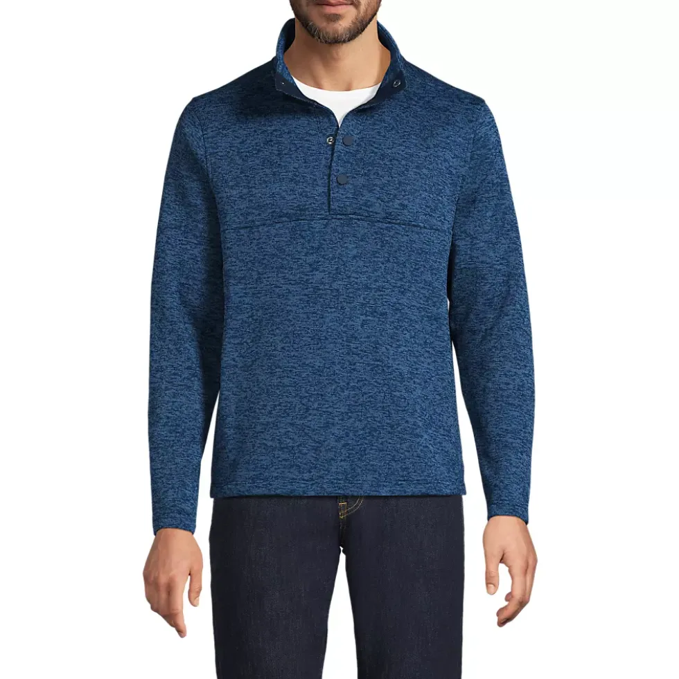 Men's Sweater Fleece Snap Neck Pullover Jacket