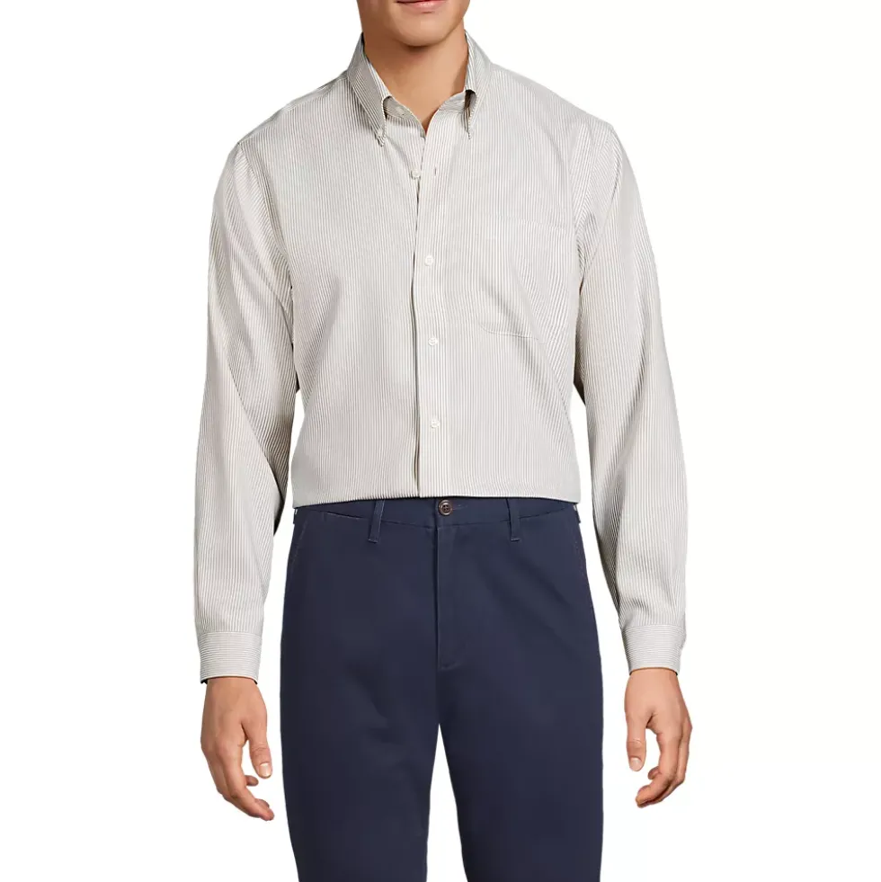 Men's Tailored Fit No Iron Pattern Supima Cotton Pinpoint Buttondown Collar Dress Shirt