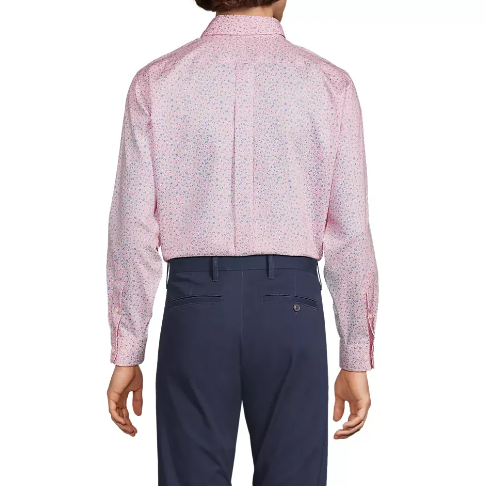 Men's Tailored Fit No Iron Pattern Supima Cotton Pinpoint Buttondown Collar Dress Shirt