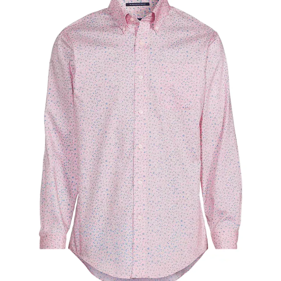Men's Tailored Fit No Iron Pattern Supima Cotton Pinpoint Buttondown Collar Dress Shirt