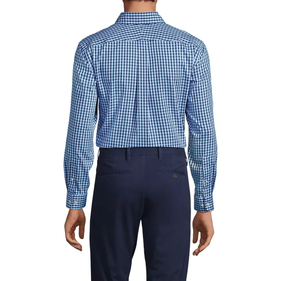 Men's Tailored Fit No Iron Pattern Supima Cotton Pinpoint Buttondown Collar Dress Shirt