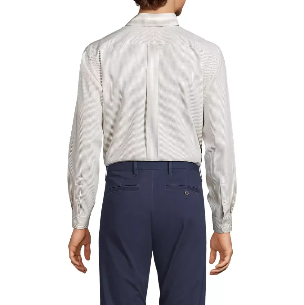 Men's Tailored Fit No Iron Pattern Supima Cotton Pinpoint Buttondown Collar Dress Shirt