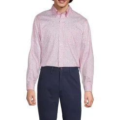 Men's Tailored Fit No Iron Pattern Supima Cotton Pinpoint Buttondown Collar Dress Shirt