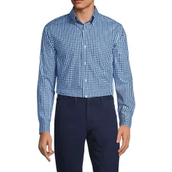 Men's Tailored Fit No Iron Pattern Supima Cotton Pinpoint Buttondown Collar Dress Shirt