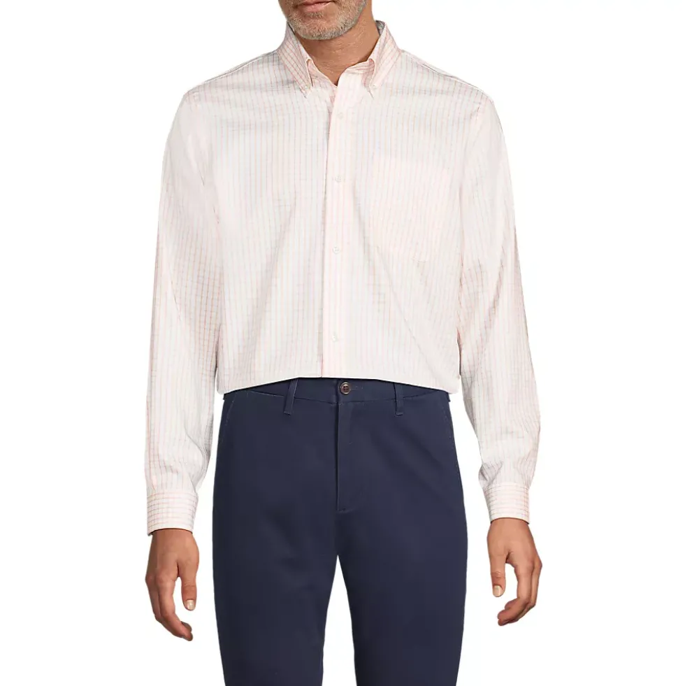 Men's Tailored Fit No Iron Pattern Supima Cotton Pinpoint Buttondown Collar Dress Shirt