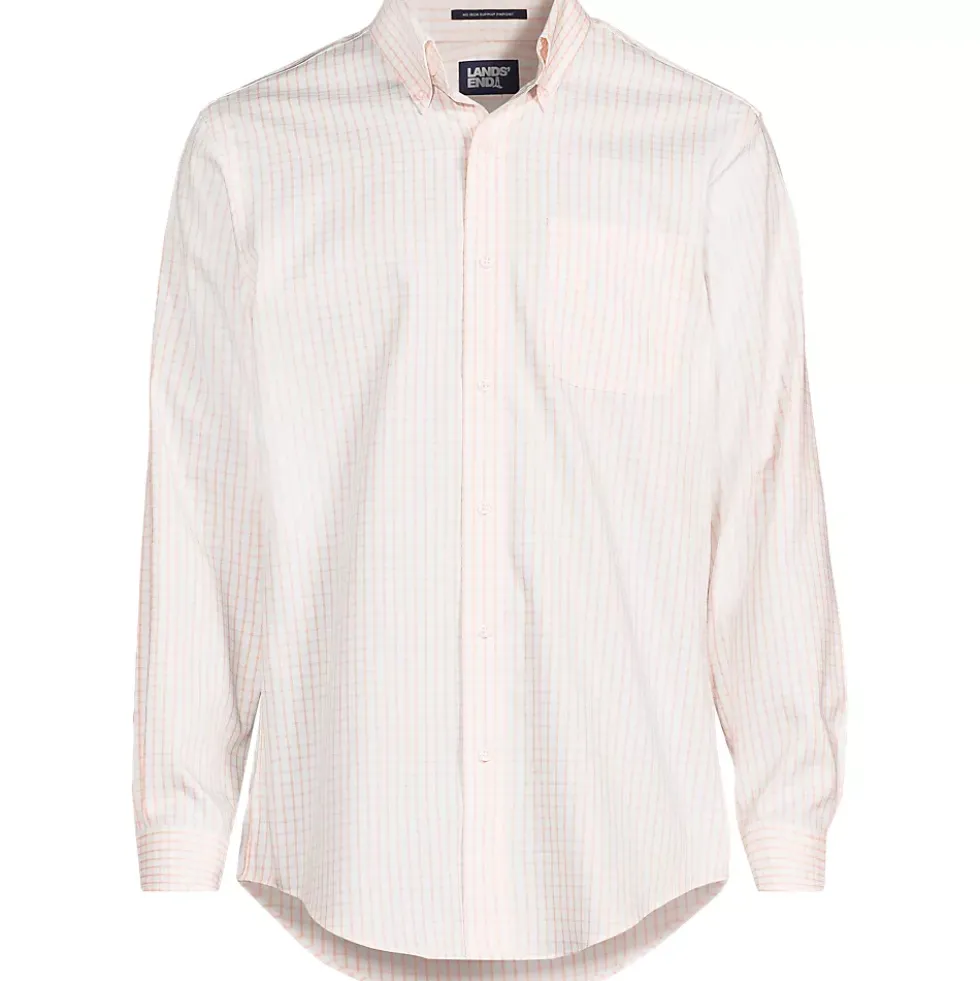 Men's Tailored Fit No Iron Pattern Supima Cotton Pinpoint Buttondown Collar Dress Shirt