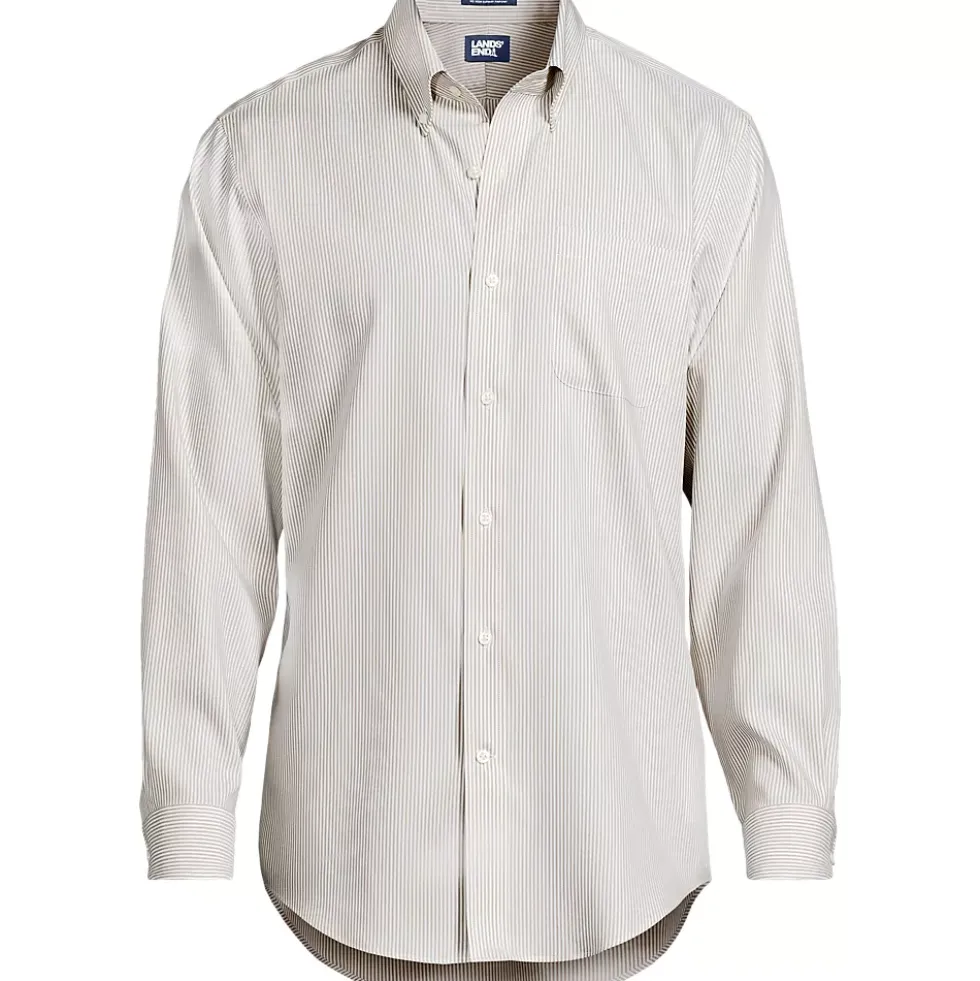 Men's Tailored Fit No Iron Pattern Supima Cotton Pinpoint Buttondown Collar Dress Shirt