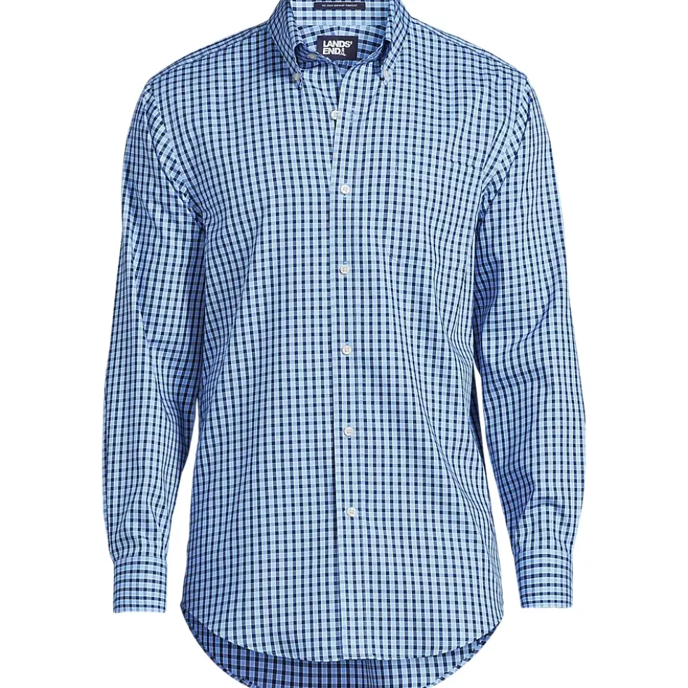 Men's Tailored Fit No Iron Pattern Supima Cotton Pinpoint Buttondown Collar Dress Shirt