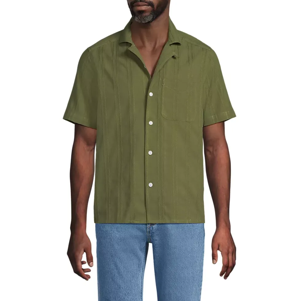 Men's Textured Camp Collar Shirt