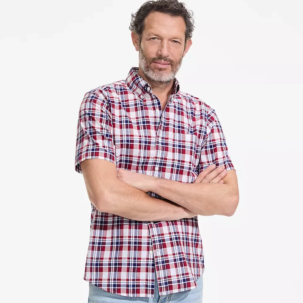 Men's Traditional Fit Short Sleeve Madras Shirt