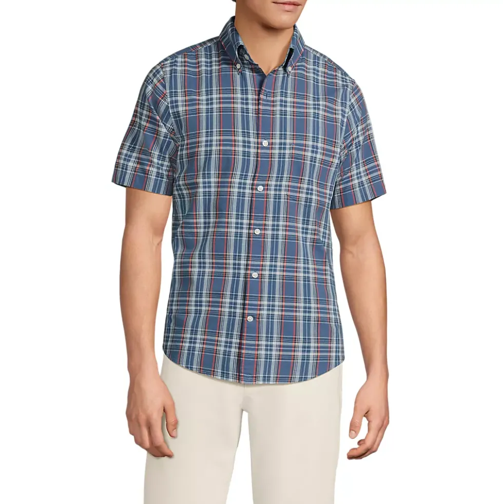 Men's Traditional Fit Short Sleeve Madras Shirt
