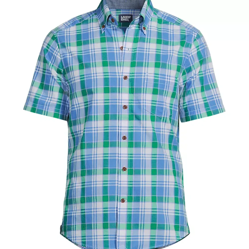 Men's Traditional Fit Short Sleeve Madras Shirt