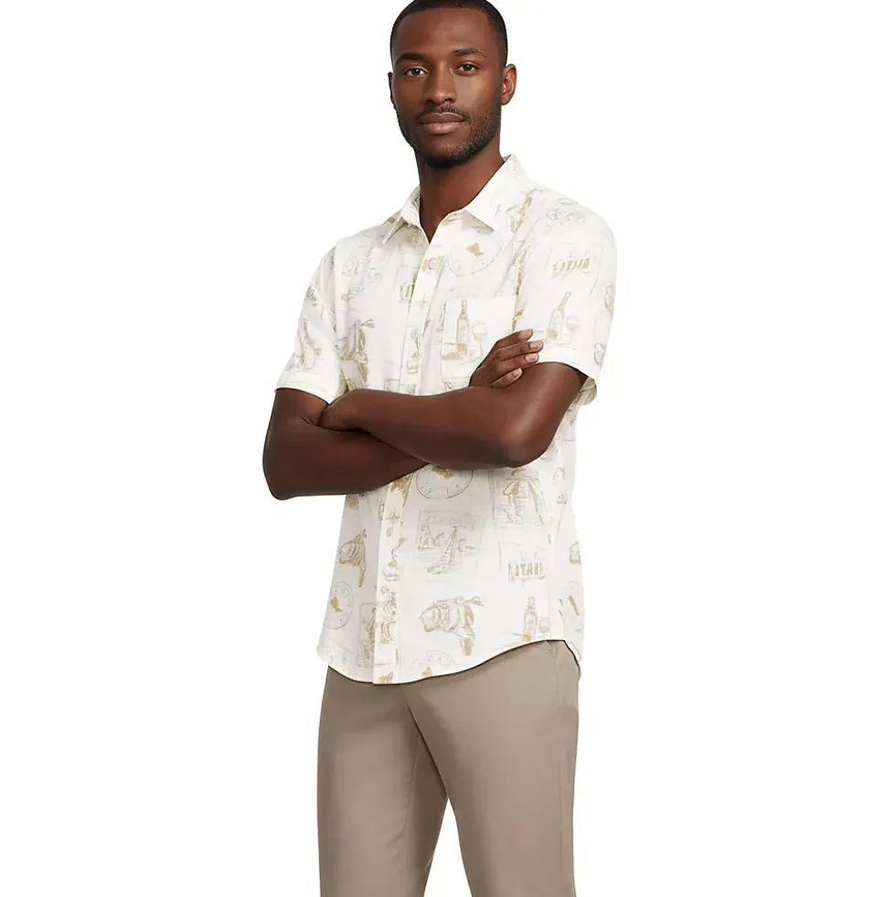 Men's Traditional Fit Short Sleeve Linen Shirt