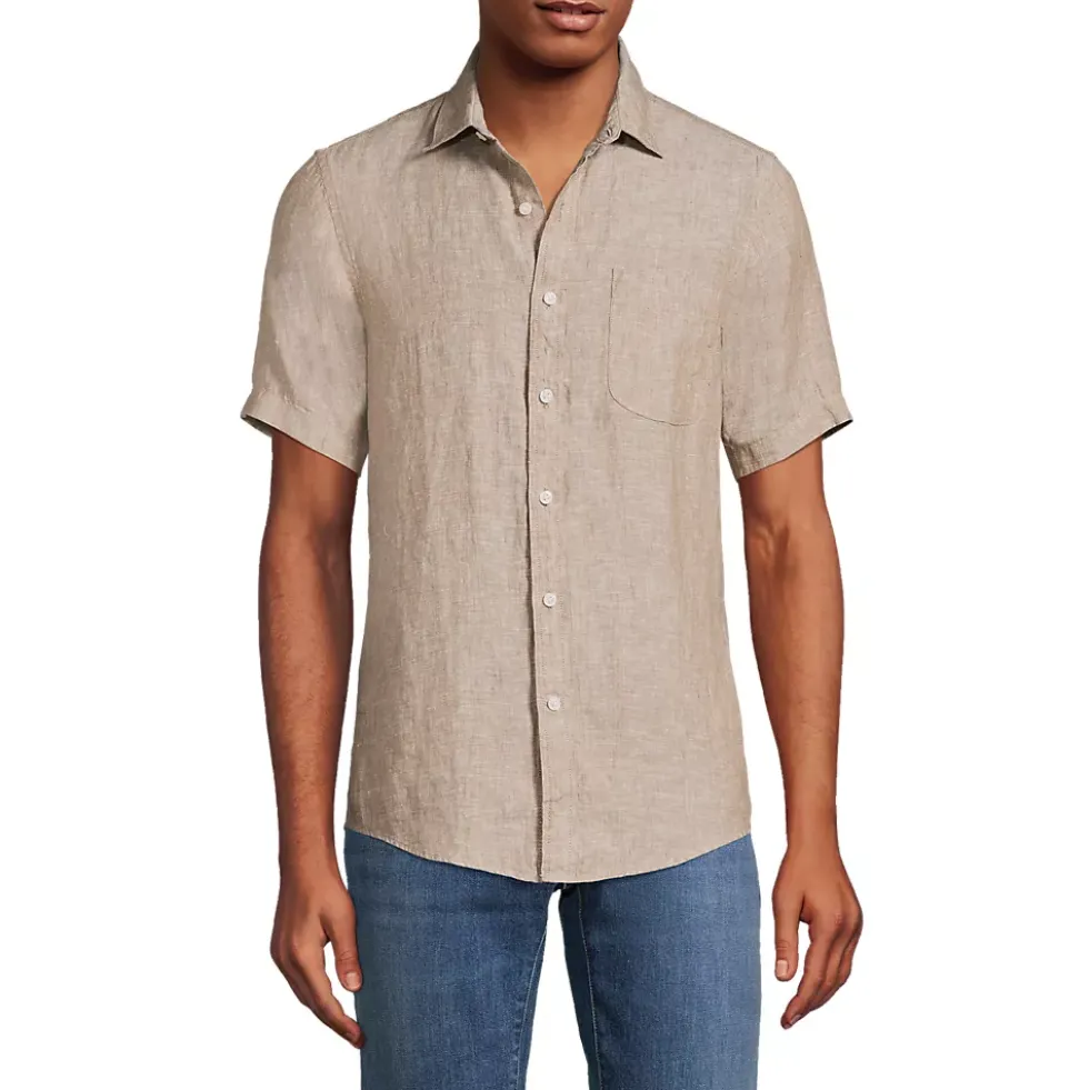Men's Traditional Fit Short Sleeve Linen Shirt
