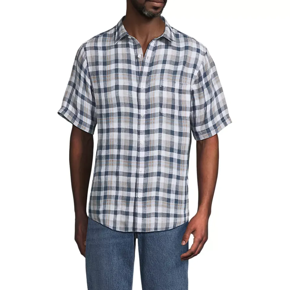 Men's Traditional Fit Short Sleeve Linen Shirt