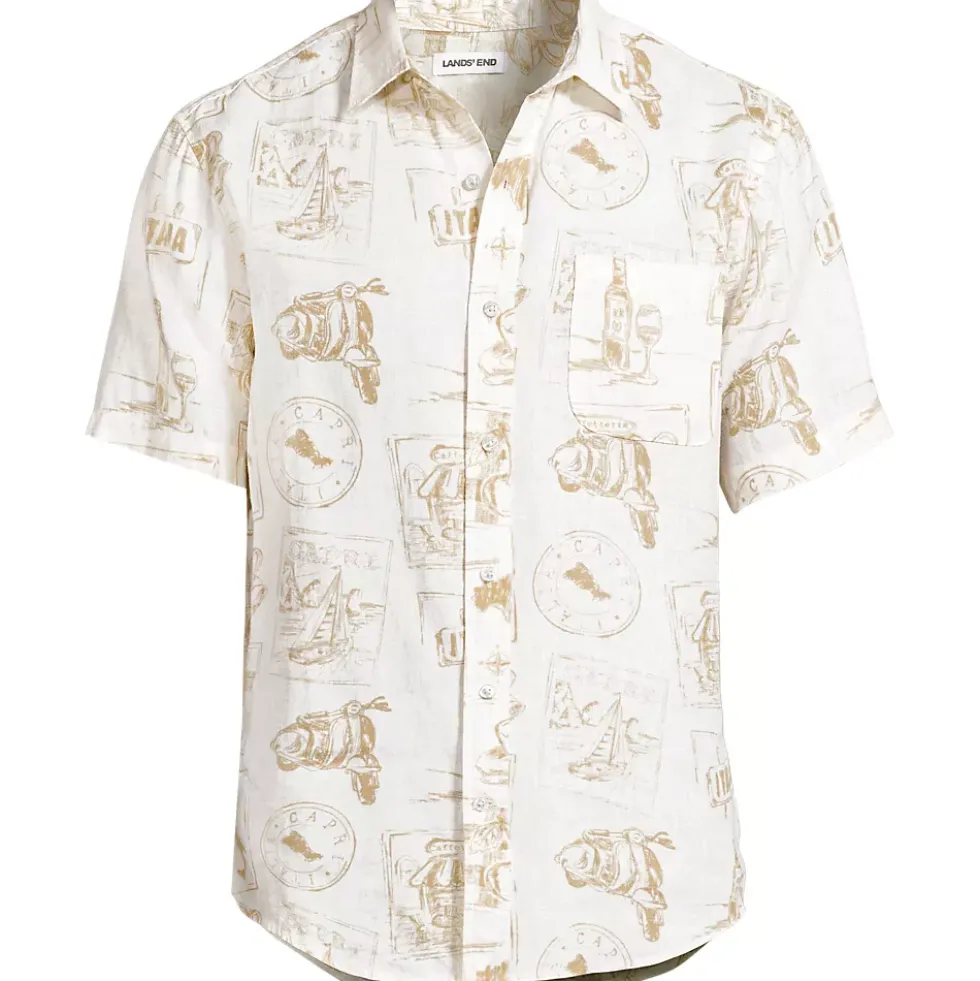 Men's Traditional Fit Short Sleeve Linen Shirt