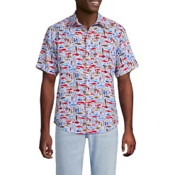 Men's Traditional Fit Short Sleeve Linen Shirt