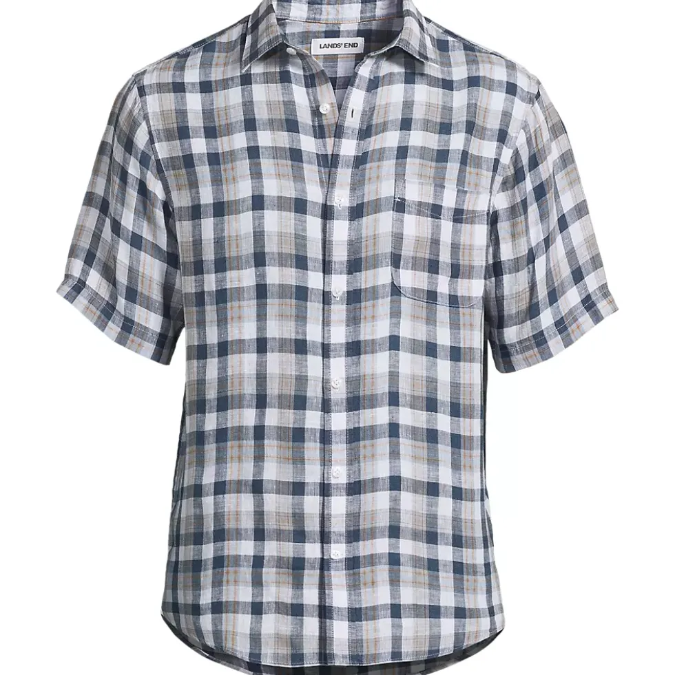 Men's Traditional Fit Short Sleeve Linen Shirt
