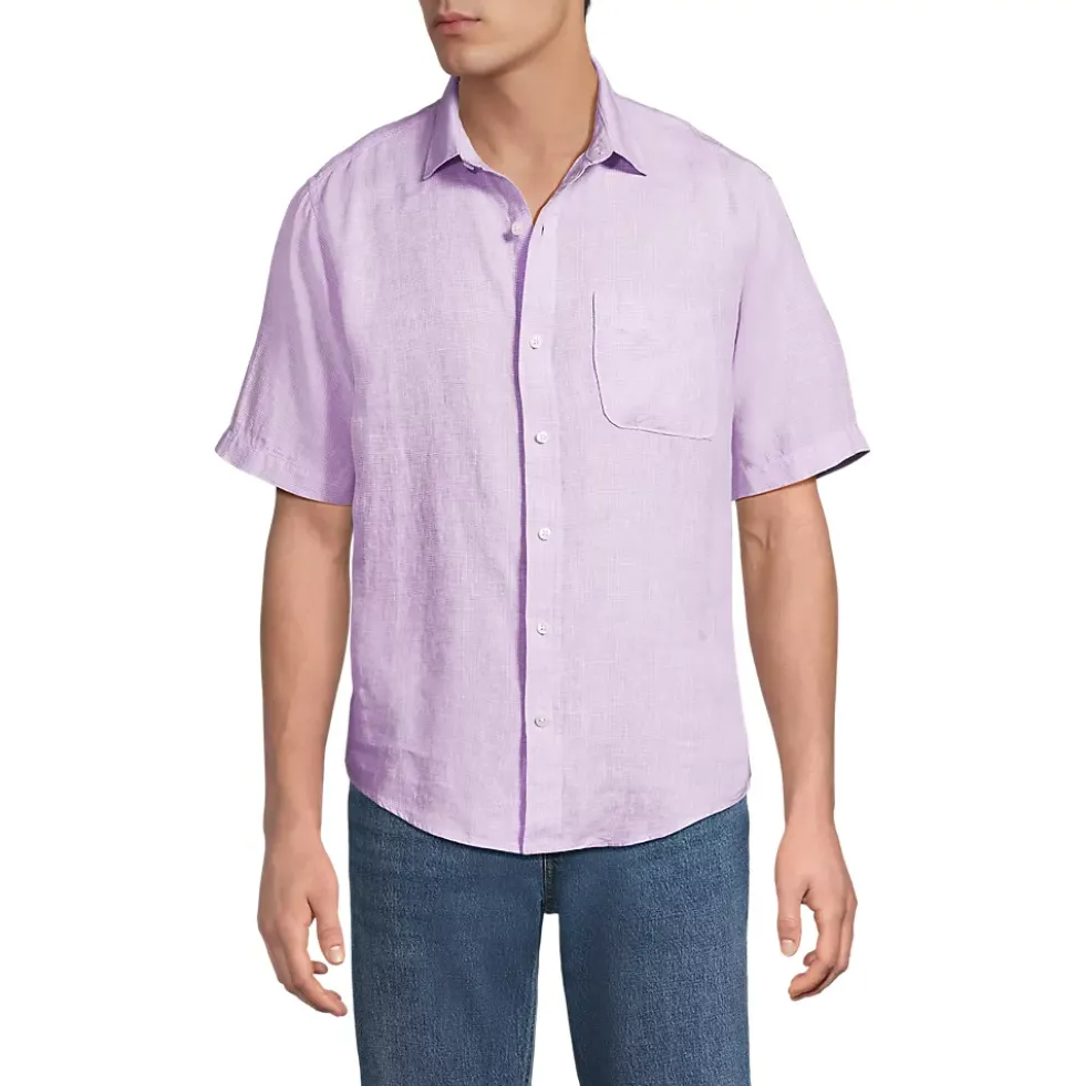 Men's Traditional Fit Short Sleeve Linen Shirt