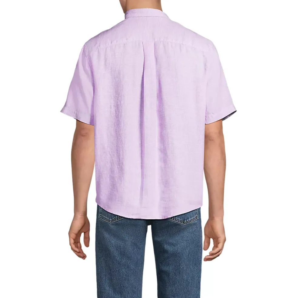 Men's Traditional Fit Short Sleeve Linen Shirt