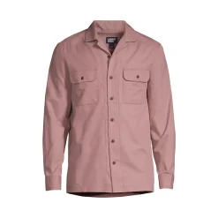 Men's Traditional Fit Textured Camp Collar Long Sleeve Shirt