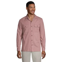 Men's Traditional Fit Textured Camp Collar Long Sleeve Shirt