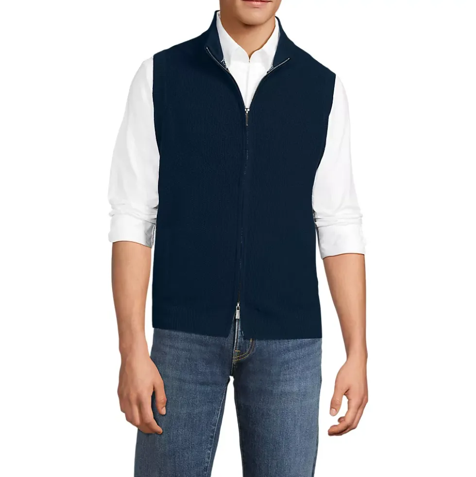 Men's Washable Merino Full Zip Sweater Vest
