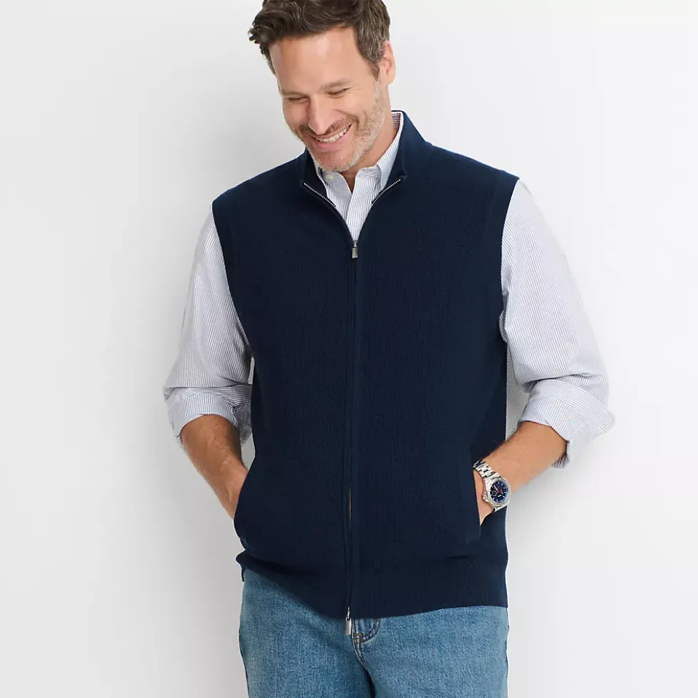 Men's Washable Merino Full Zip Sweater Vest