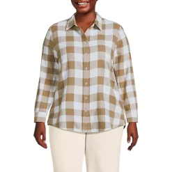 Plus Size Flannel Boyfriend Long Sleeve Shirt