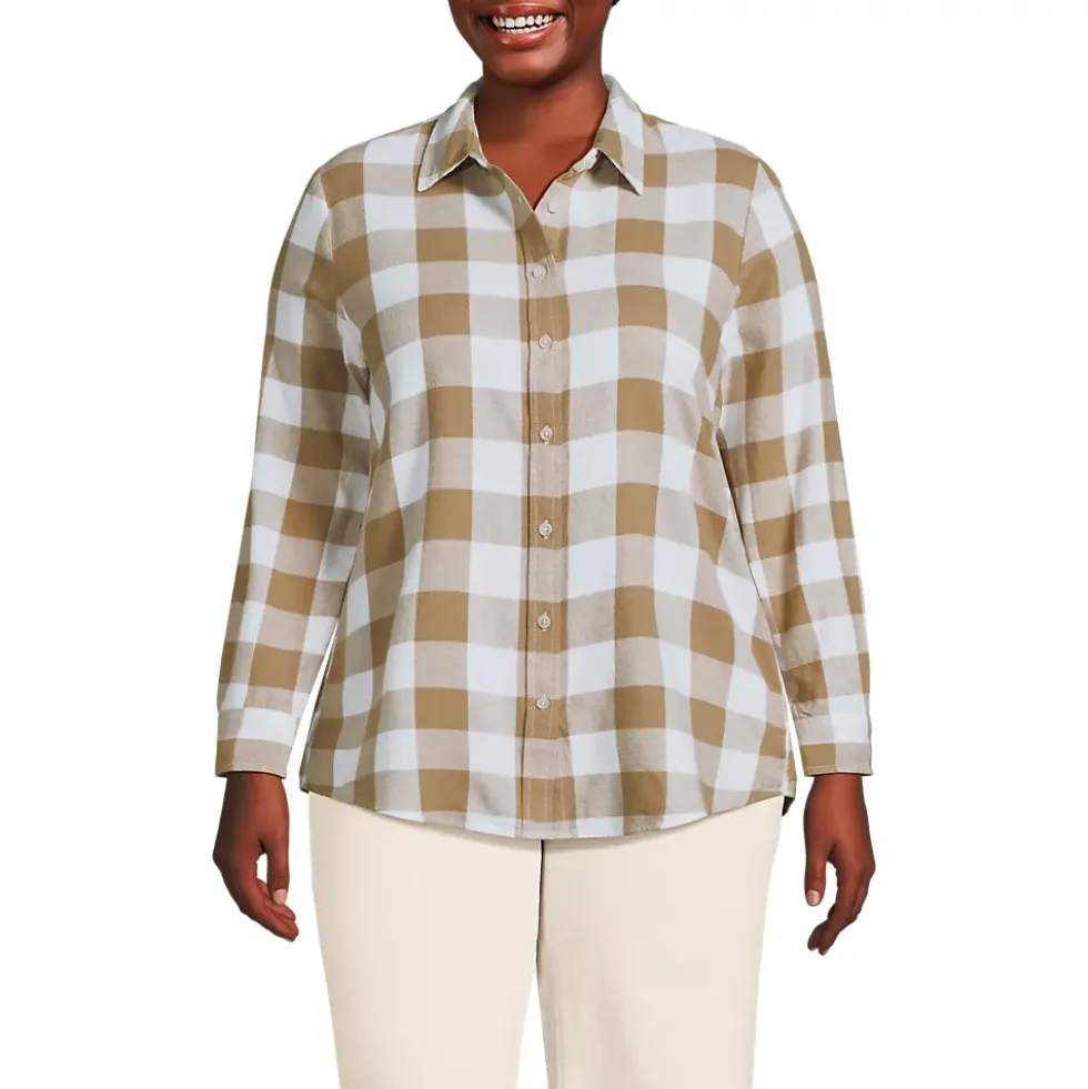 Plus Size Flannel Boyfriend Long Sleeve Shirt