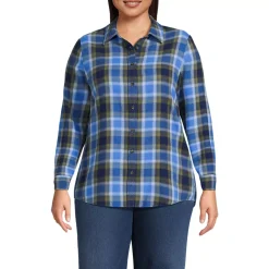 Plus Size Flannel Boyfriend Long Sleeve Shirt
