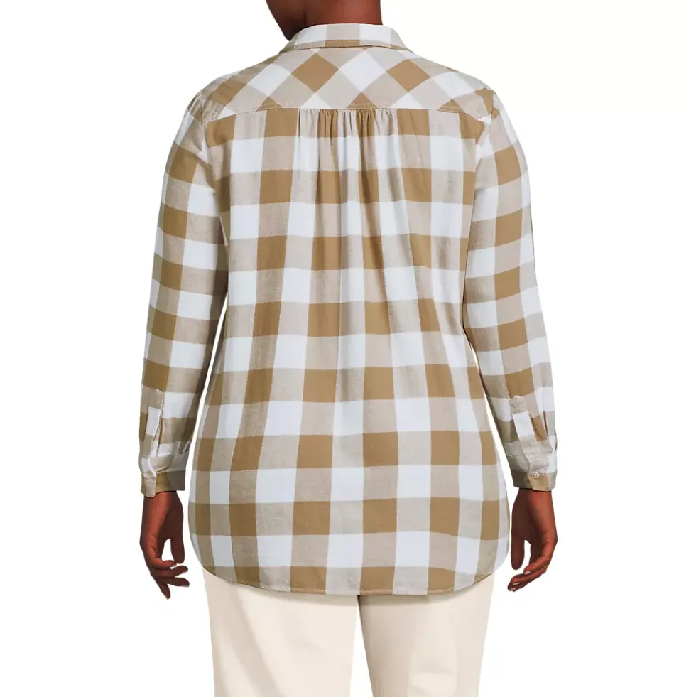 Plus Size Flannel Boyfriend Long Sleeve Shirt