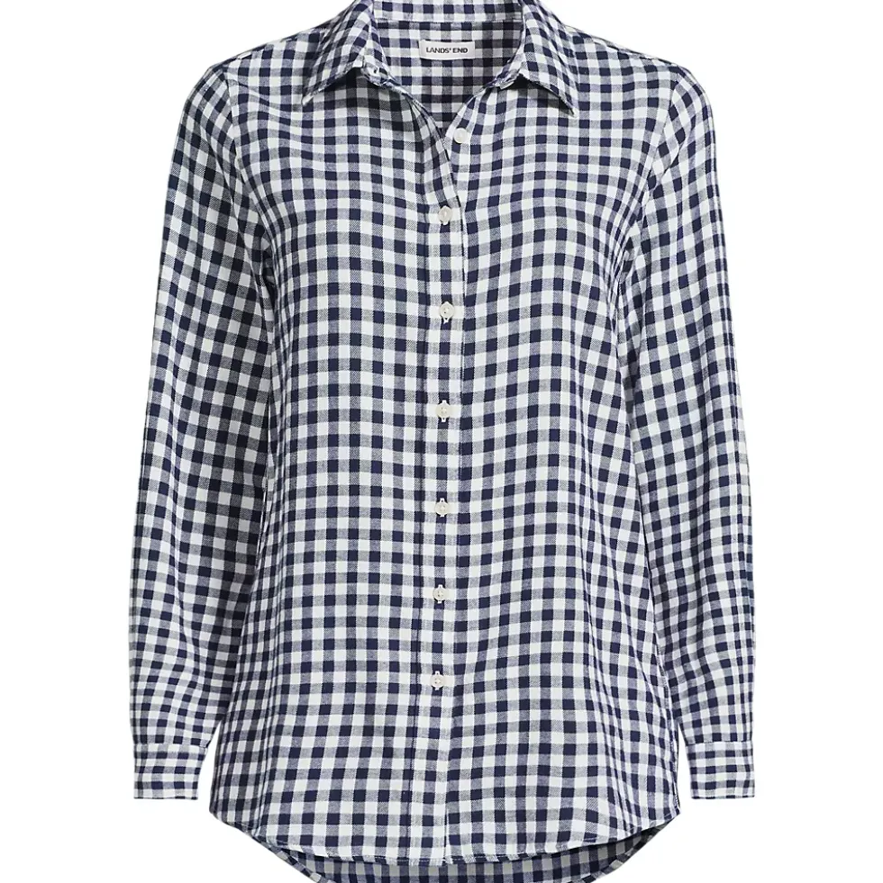 Plus Size Flannel Boyfriend Long Sleeve Shirt