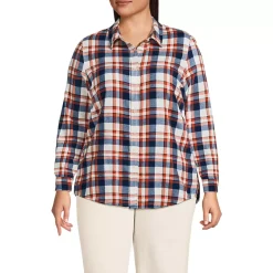 Plus Size Flannel Boyfriend Long Sleeve Shirt