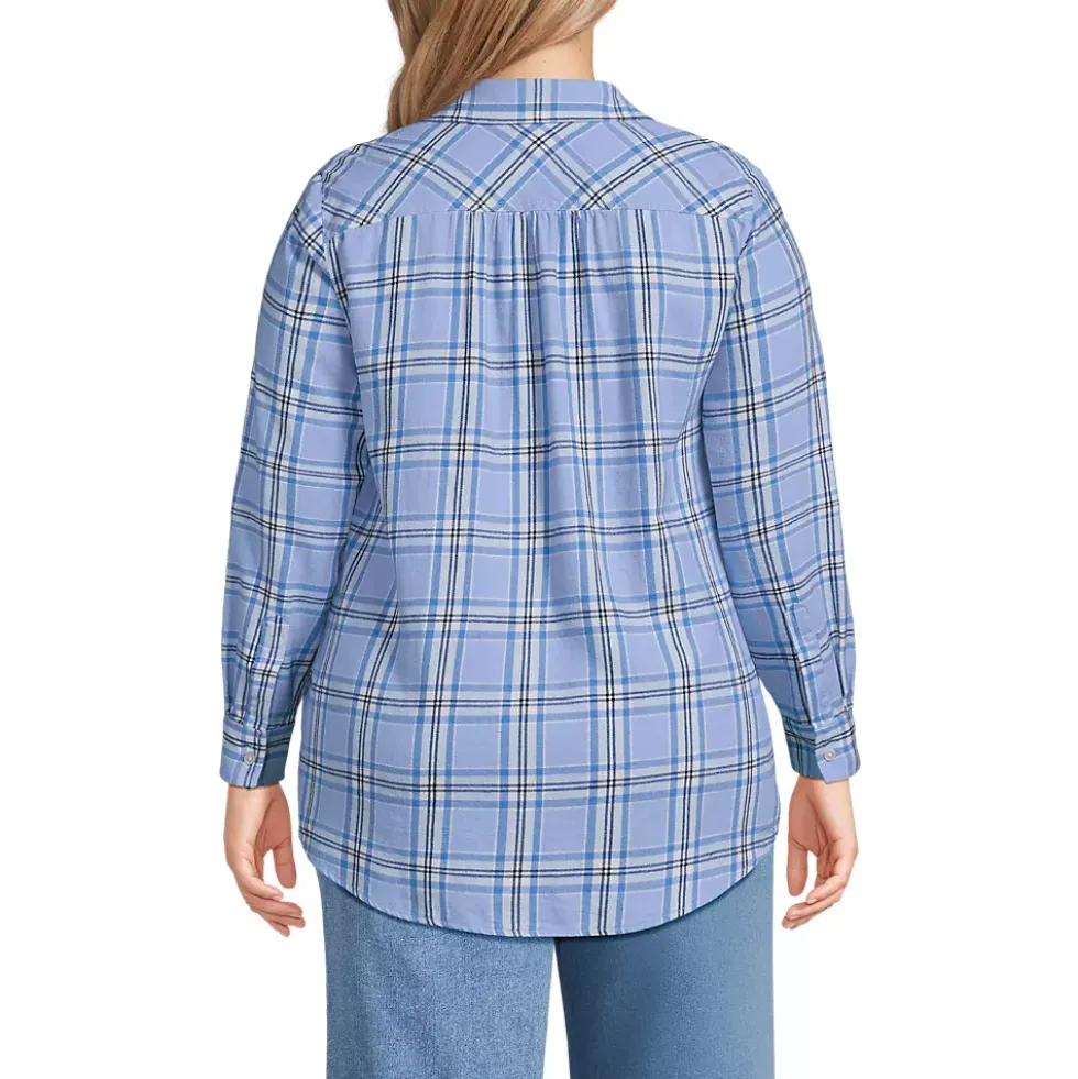 Plus Size Flannel Boyfriend Long Sleeve Shirt