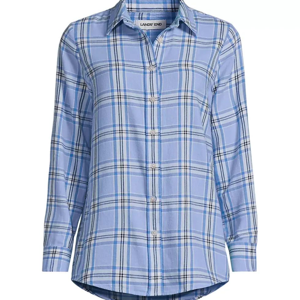 Plus Size Flannel Boyfriend Long Sleeve Shirt