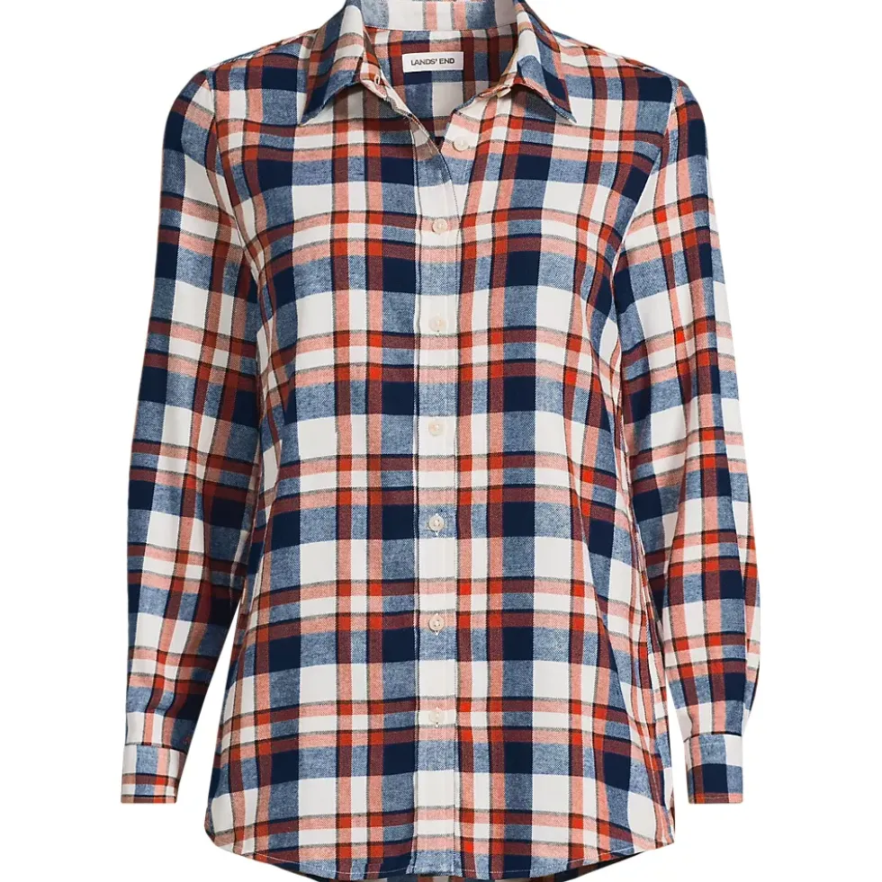 Plus Size Flannel Boyfriend Long Sleeve Shirt