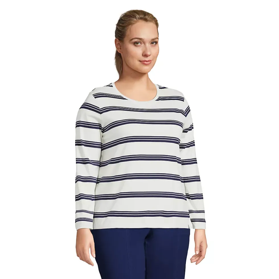 Plus Size Supima Cotton Long Sleeve Crewneck T-Shirt