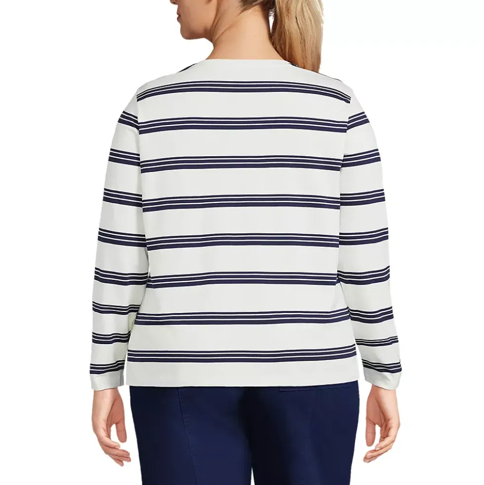 Plus Size Supima Cotton Long Sleeve Crewneck T-Shirt