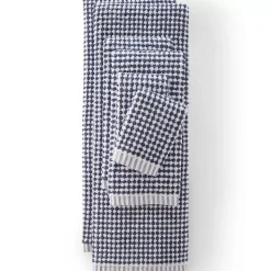 Quick-Dry Cotton Textured Gingham 6-Piece Towel Set