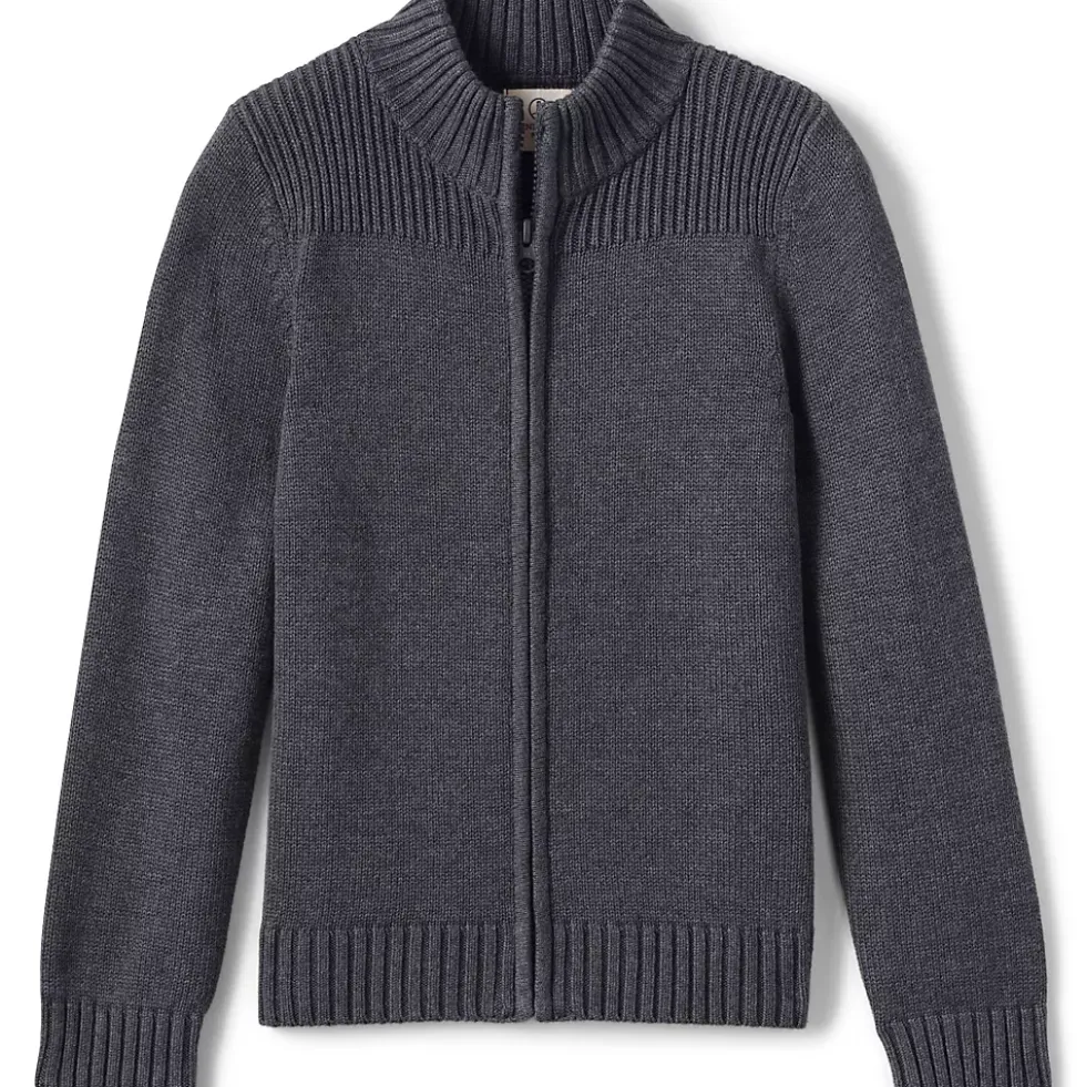 School Uniform Boys Cotton Modal Zip Front Cardigan Sweater