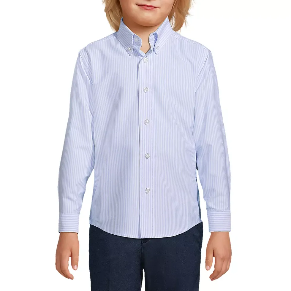 School Uniform Boys Long Sleeve Stripe Oxford Dress Shirt