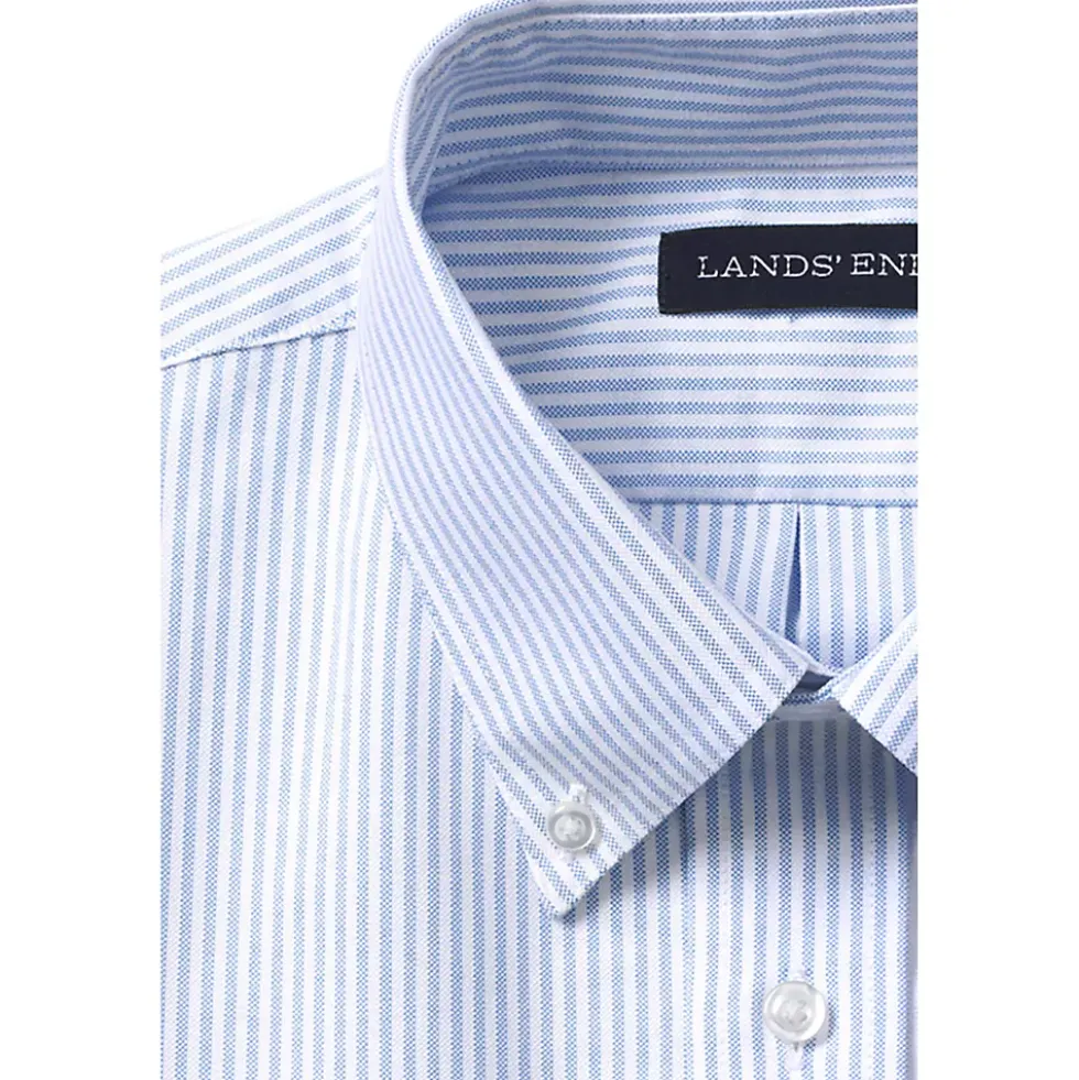 School Uniform Boys Long Sleeve Stripe Oxford Dress Shirt