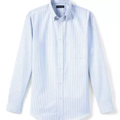 School Uniform Boys Long Sleeve Stripe Oxford Dress Shirt