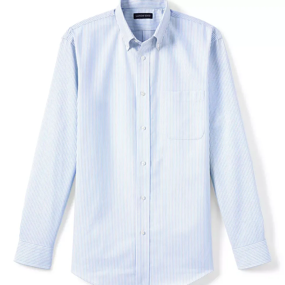 School Uniform Boys Long Sleeve Stripe Oxford Dress Shirt
