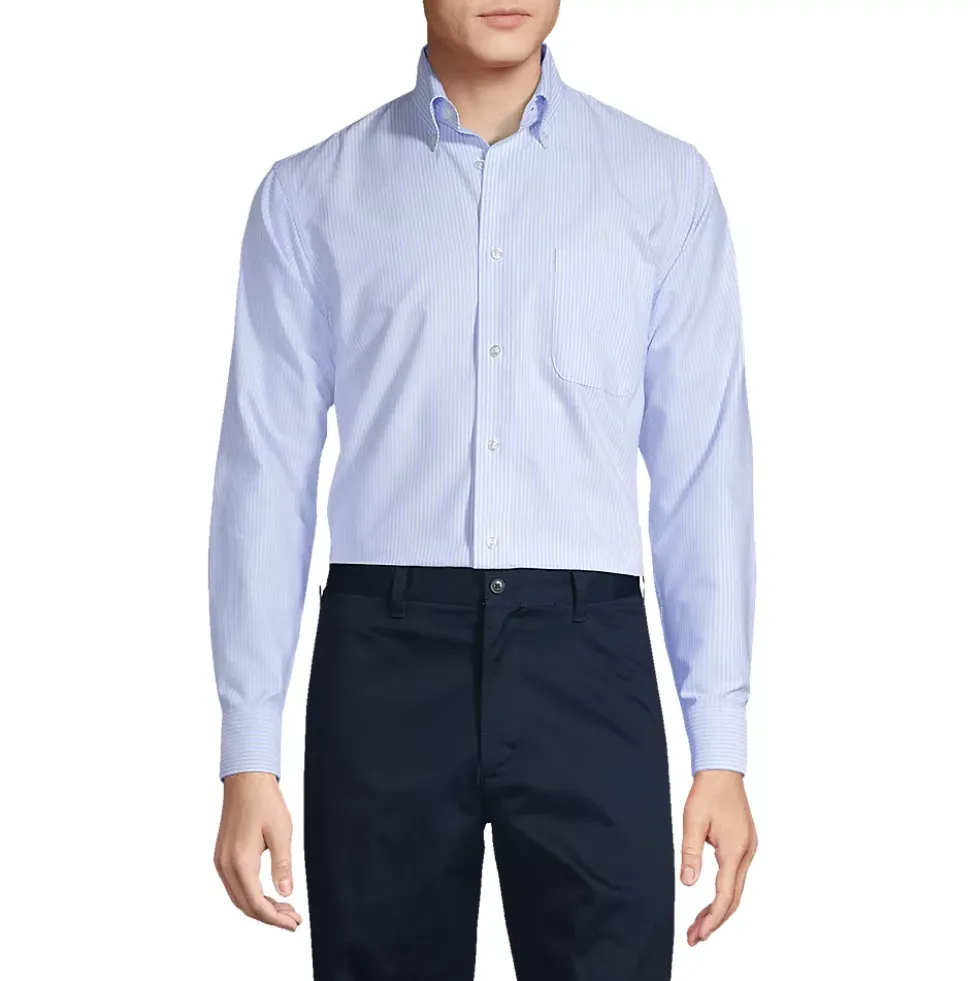 School Uniform Boys Long Sleeve Stripe Oxford Dress Shirt