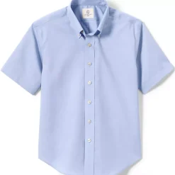 School Uniform Boys Short Sleeve No Iron Pinpoint Dress Shirt