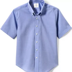 School Uniform Boys Short Sleeve No Iron Pinpoint Dress Shirt