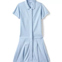 School Uniform Girls Adaptive Short Sleeve Mesh Polo Dress at the Knee