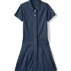 School Uniform Girls Adaptive Short Sleeve Mesh Polo Dress at the Knee